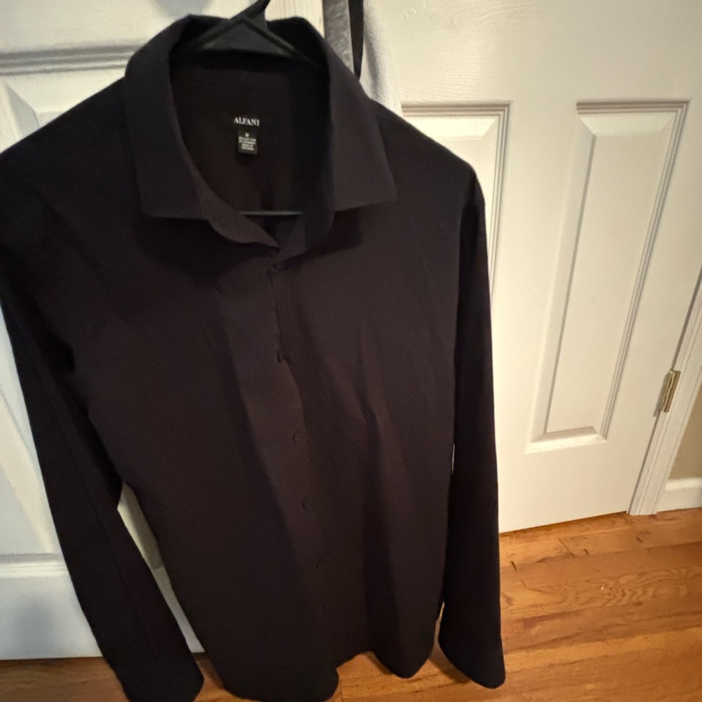 Alfani men’s dress shirt, black collared, worn once,tailored fit